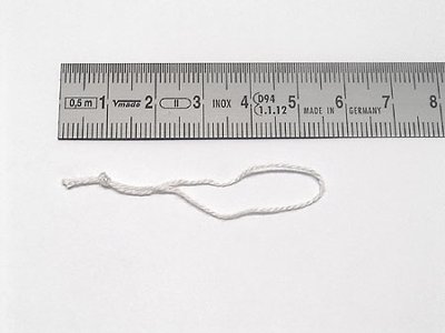 knotted thread, 6/12cm white