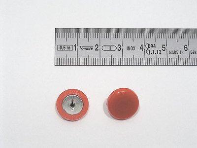 Plakatbutton, Ø 14 mm, Kunststoff, rot