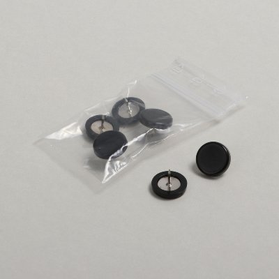 Plakatbutton, Ø 14 mm, Kunststoff, schwarz, konfektioniert im Beutel à 4 Stück