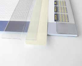 Kalenderlaschen (Schutzleisten) transparent Premium, mm, selbstklebend mit Folienverstärkung