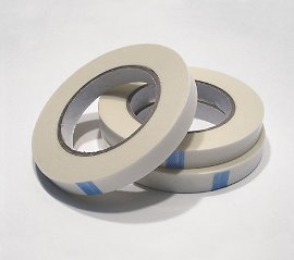Doppelseitiges Klebeband mit Papiervliesträger, beidseitig stark klebend, mm, Länge m, Dicke: , mm